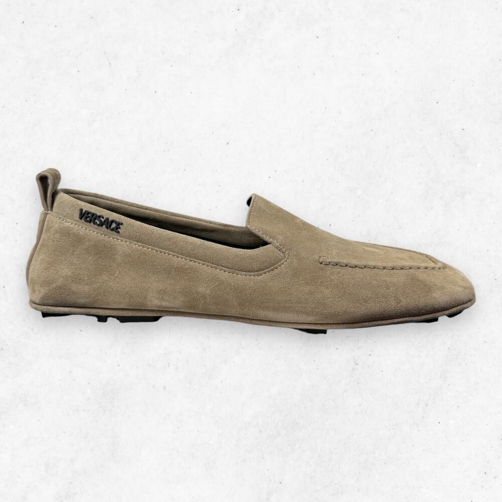 Versace Villa Suede Driving Greca Shoes Loafers Moccasins Men's Size 44 NIB